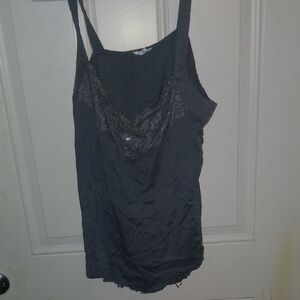 Chic Charcoal Camisole with Lace Accents